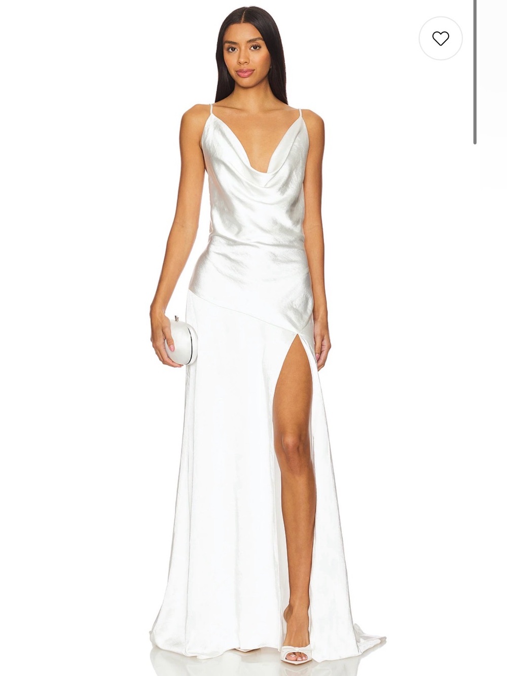 NEW Elliatt Clementine White Cowl Neck Satin Dress, Large